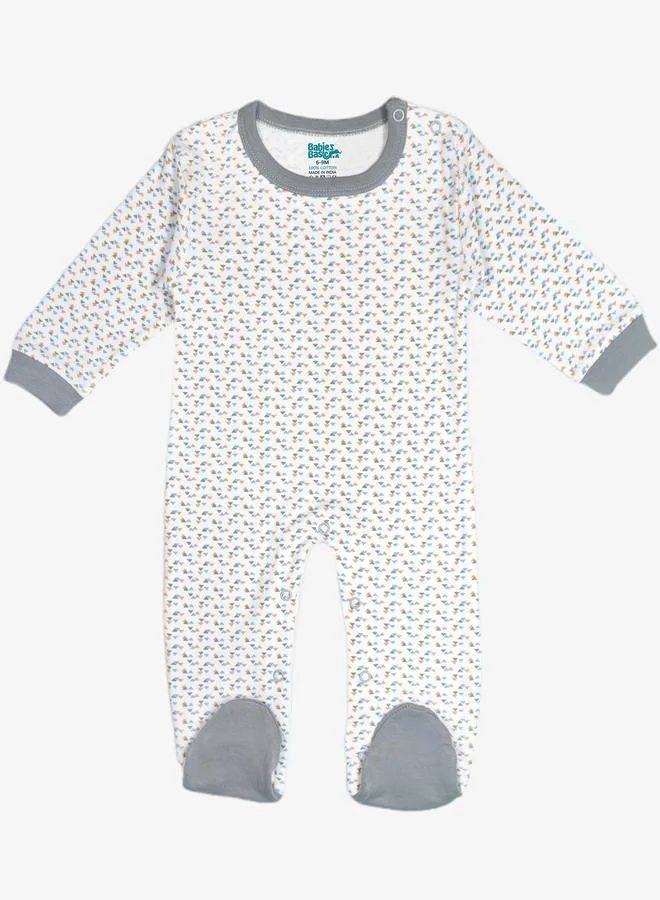 بابيز_بيسك طقم 5 قطع - مريلة، رومبر، قفازات، قبعة، وبدلة نوم